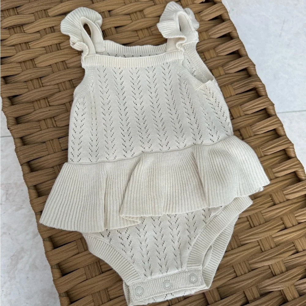 Cream Knit Baby Romper